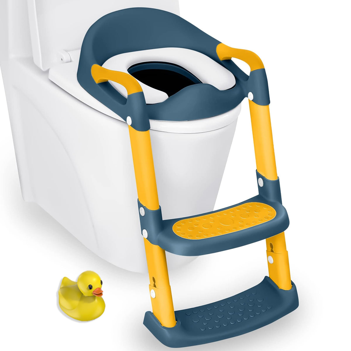 JASSONE Potty Seat with adjustable ladder demonstrates height customization for toilet training.
