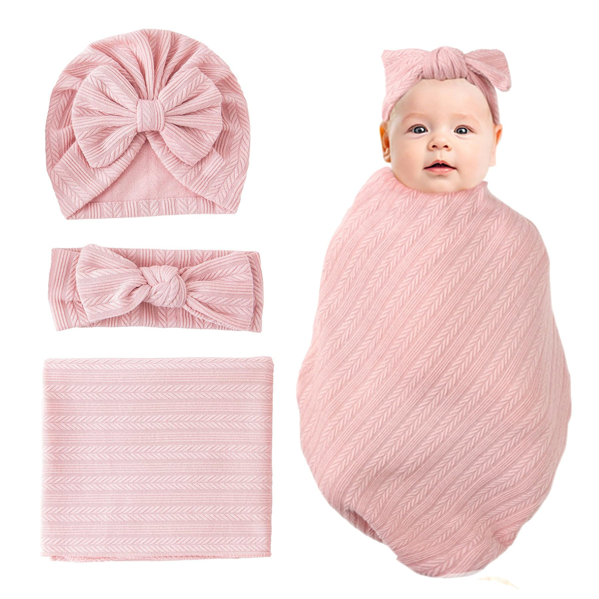 Jastore baby swaddle blanket pale pink soft fabric for newborn comfort