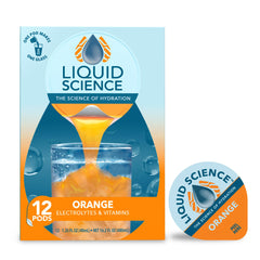 Java House Liquid Science Orange pod in water to create quick citrus hydration.