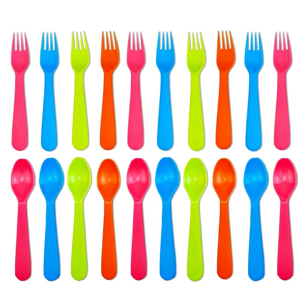 Jawbush bright colors kids cutlery set for cheerful school lunches