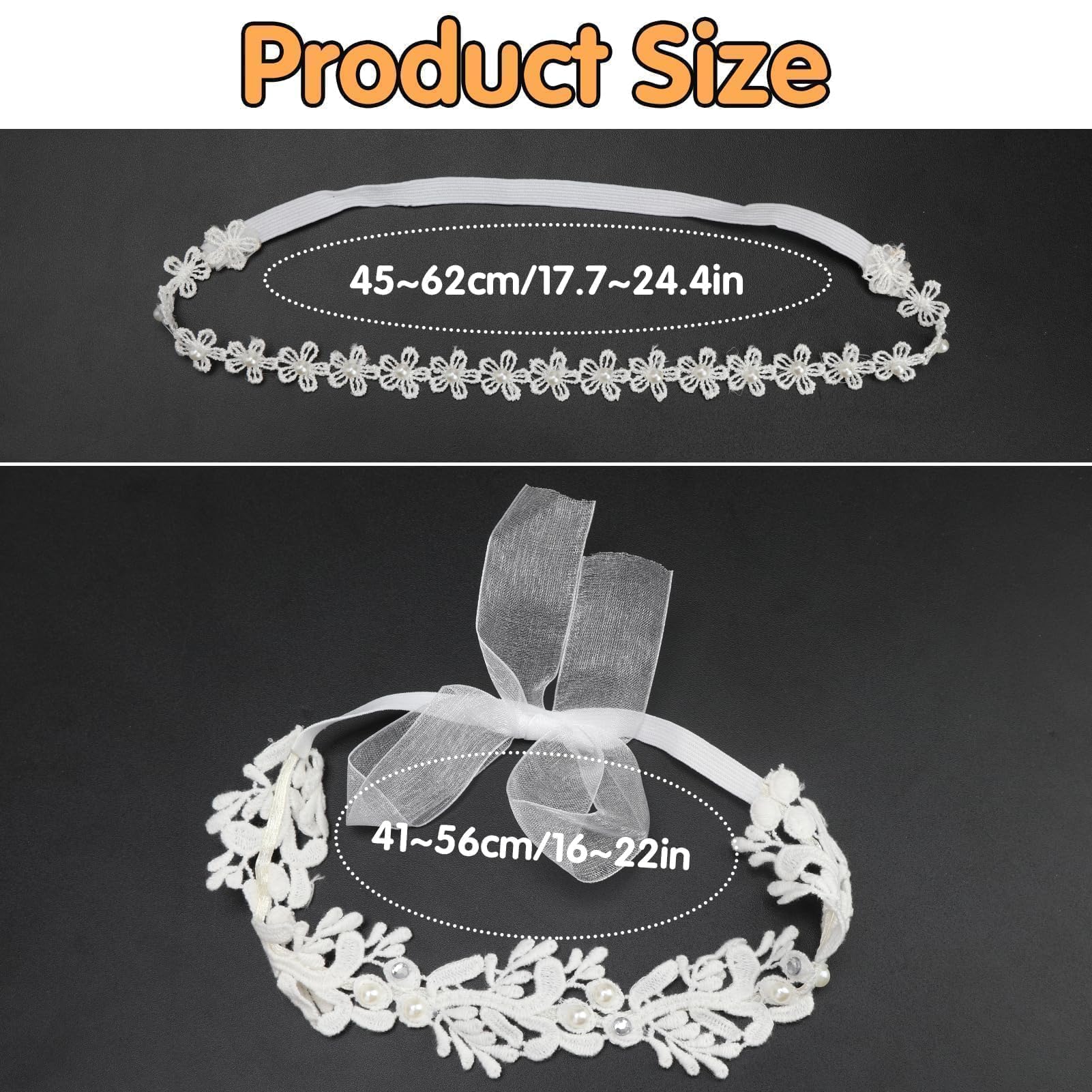 Jawfait white flower headband with pearls and tulle for elegant styling