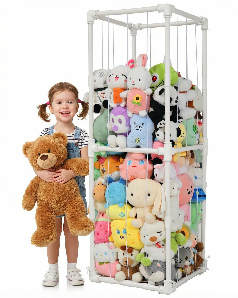 JAWNLITY stuffed animal zoo organizer front view shows easy access and display