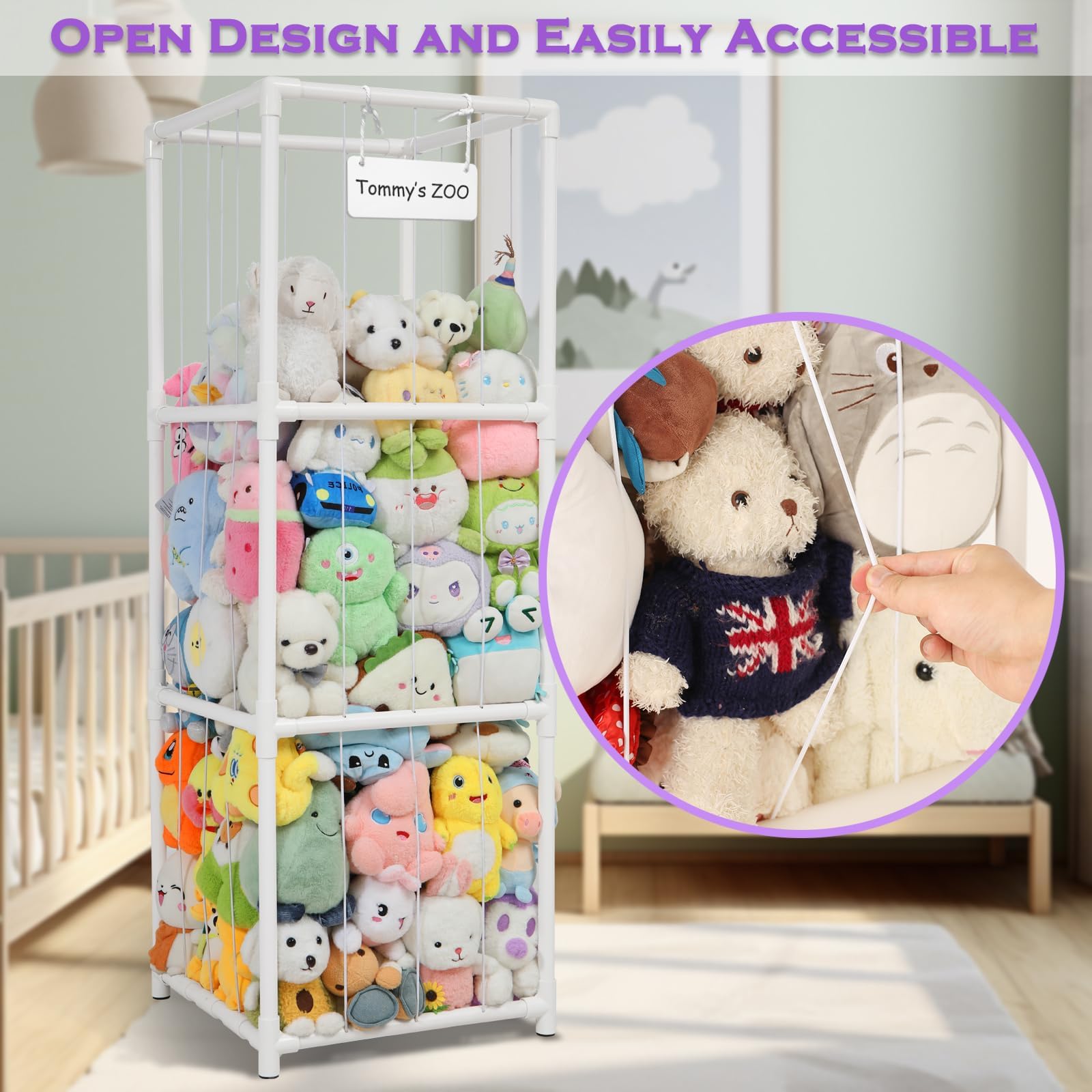 JAWNLITY zoo storage measures 55 by 18.9 by 18.9 inches for generous capacity.