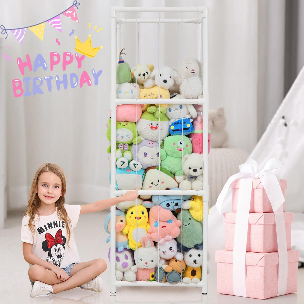 JAWNLITY zoo storage open design enables easy access to plush toys.