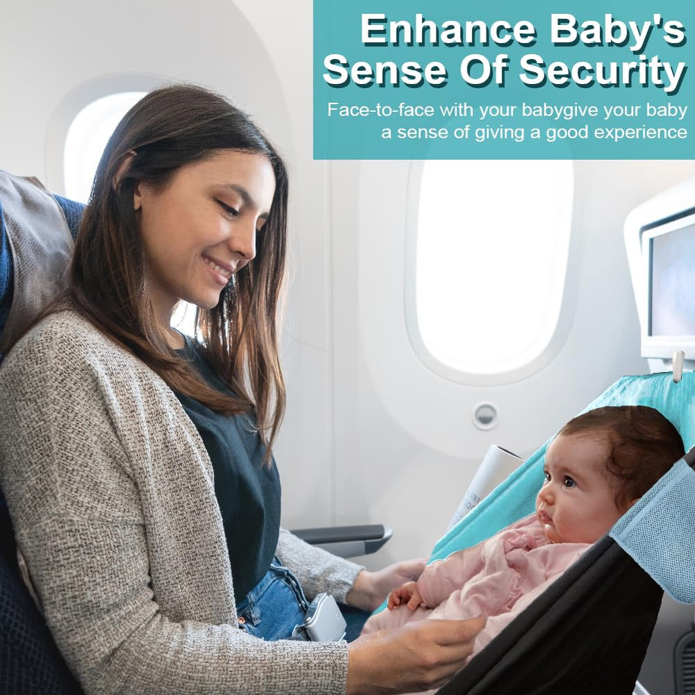 Jaxbo baby travel foot rest used as hammock between seats.