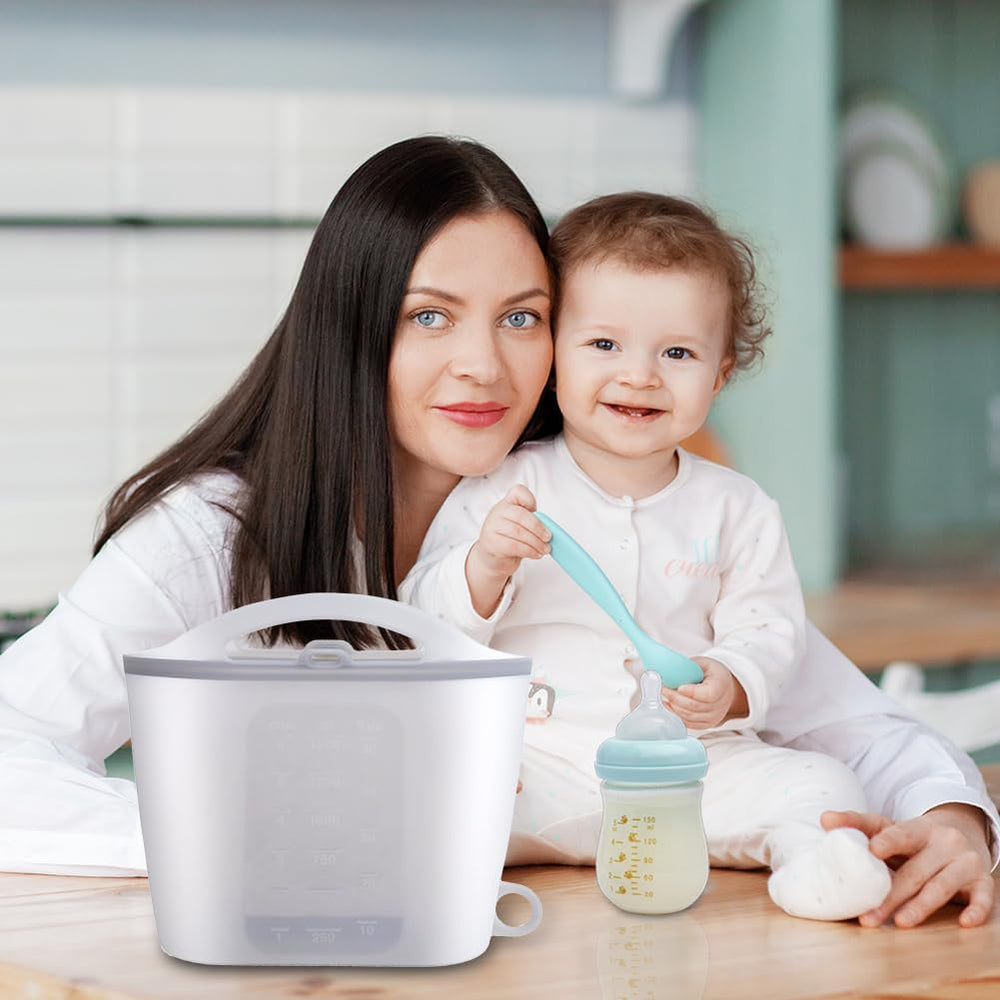 Jaxbo safe, food-grade silicone for gentle baby item cleaning.