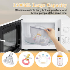 Jaxbo reusable steam bag sterilizes baby bottles safely on the go.
