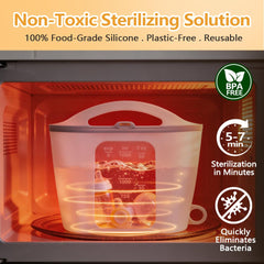 Jaxbo steam bag for pacifiers and teething toys in a clean environment.