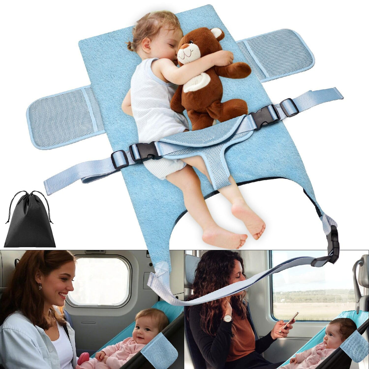 Jaxbo toddler airplane bed folded for compact travel and storage.