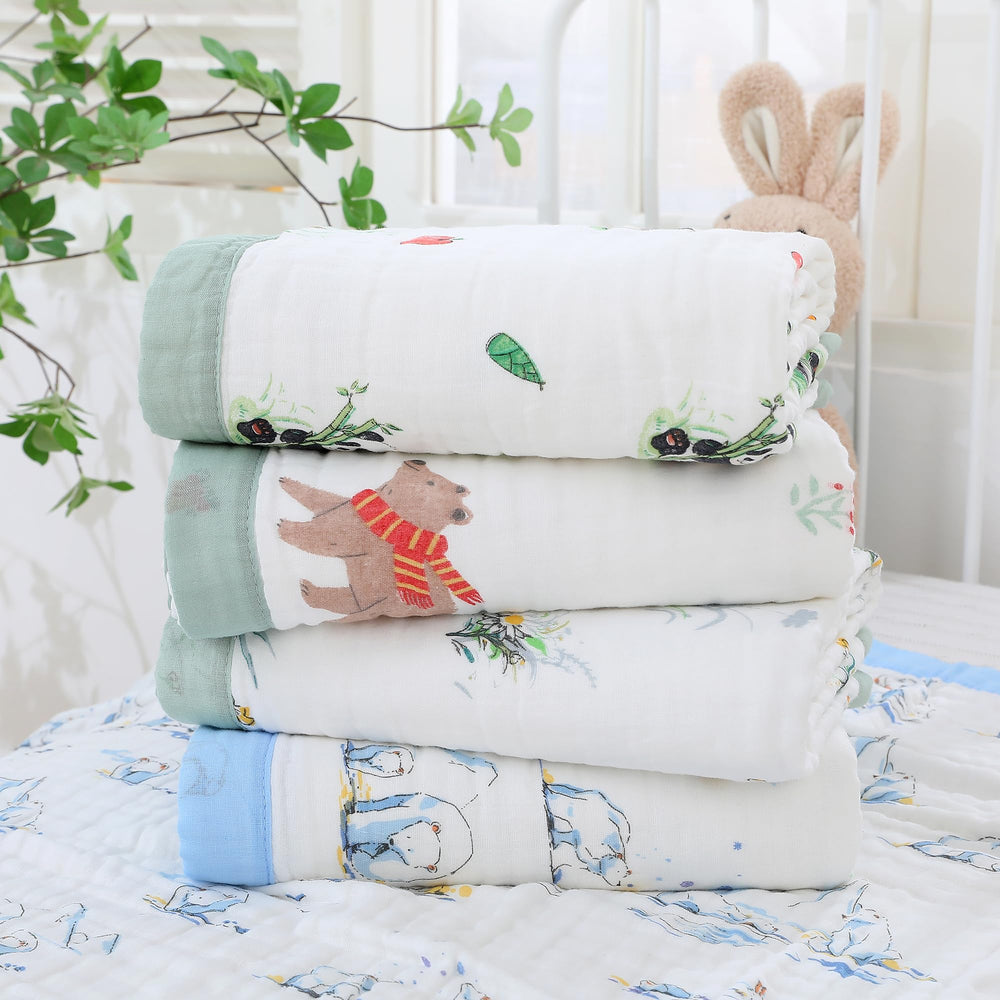 Jay & Ava Soft Cotton Muslin Blanket adds softness and color to nursery decor
