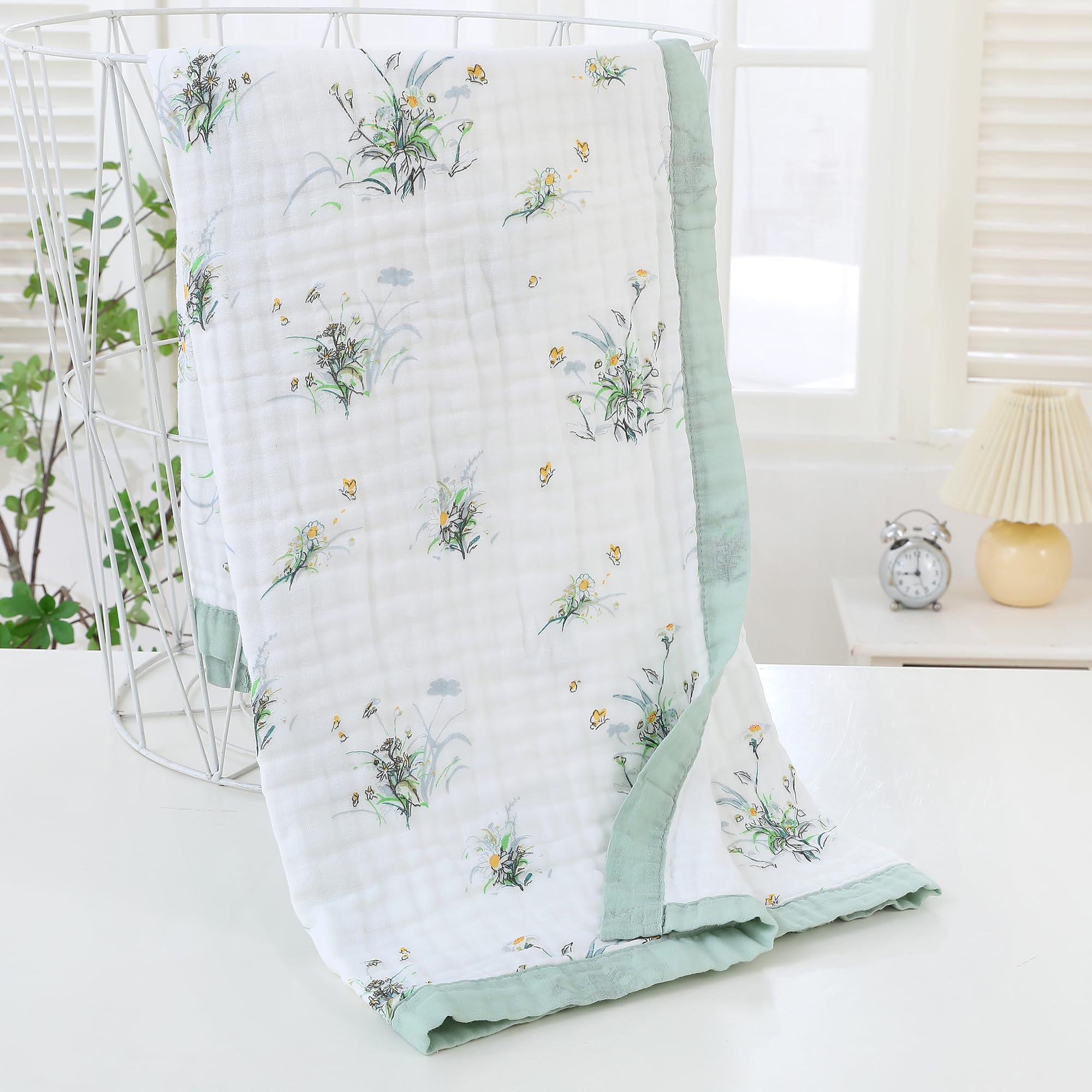 Jay & Ava Soft Cotton Muslin Blanket in stroller or car seat for outings