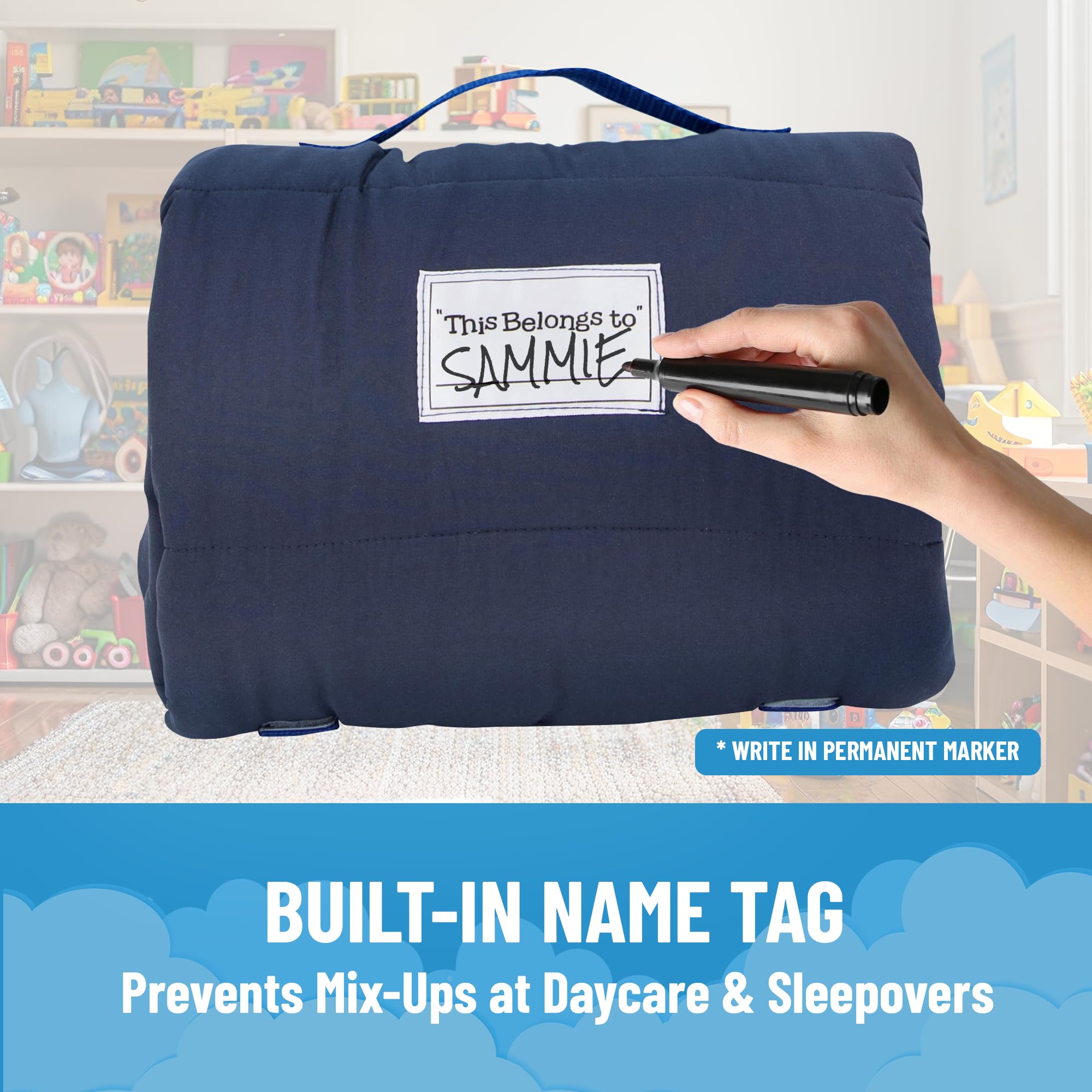 46x20 inch Blippi nap mat ideal for daycare and sleepovers