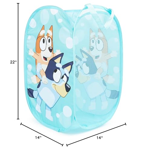 Jay Franco Bluey & Bingo pop-up hamper supports quick laundry organization