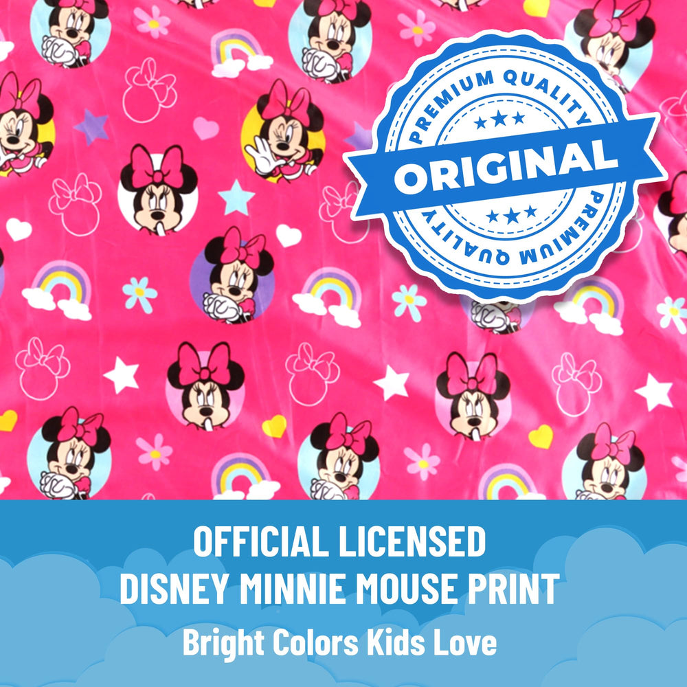 Machine washable Minnie Mouse nap mat simplifies cleanup after sleepovers.