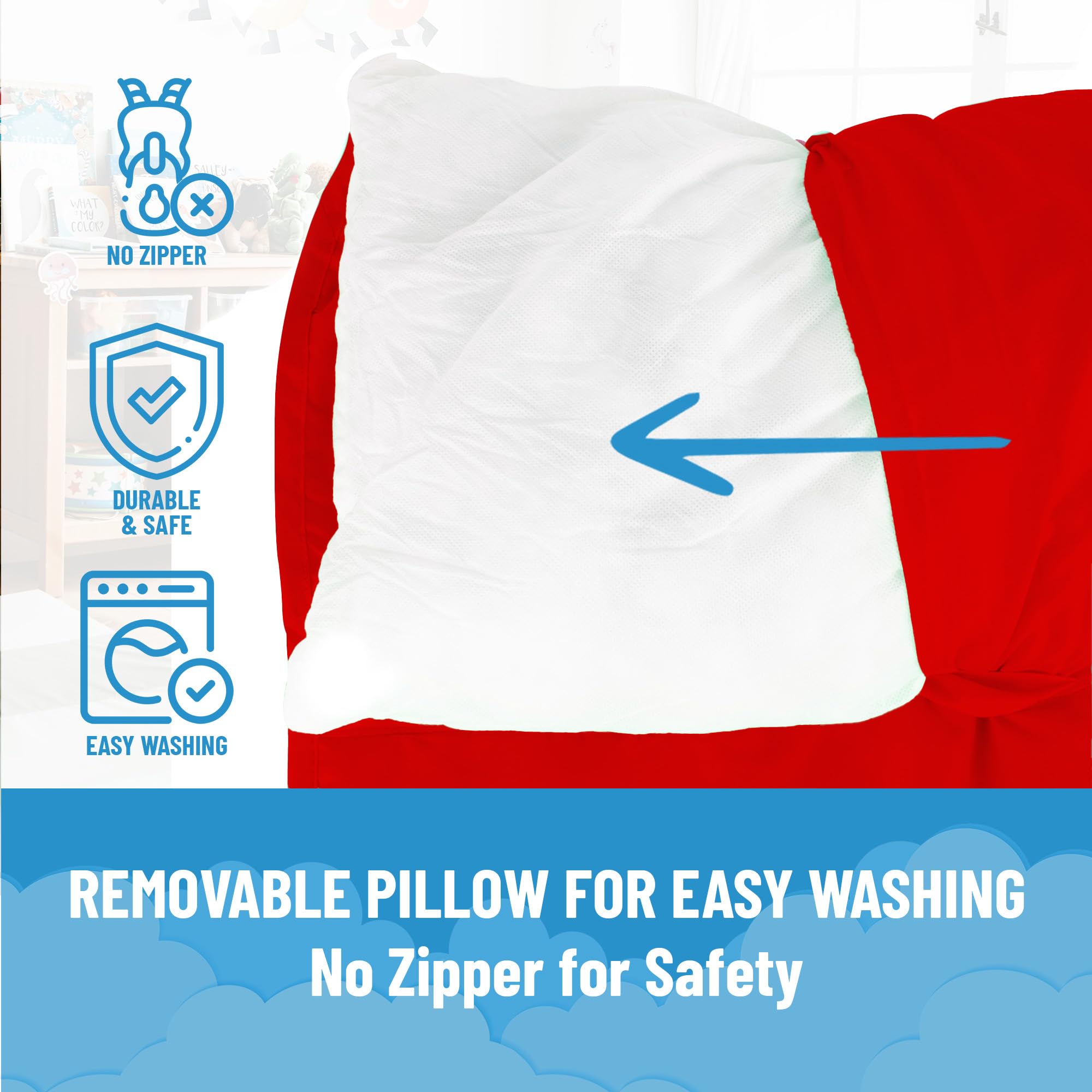Built-in 20x9 pillow on the Spiderman nap mat offers plush support.