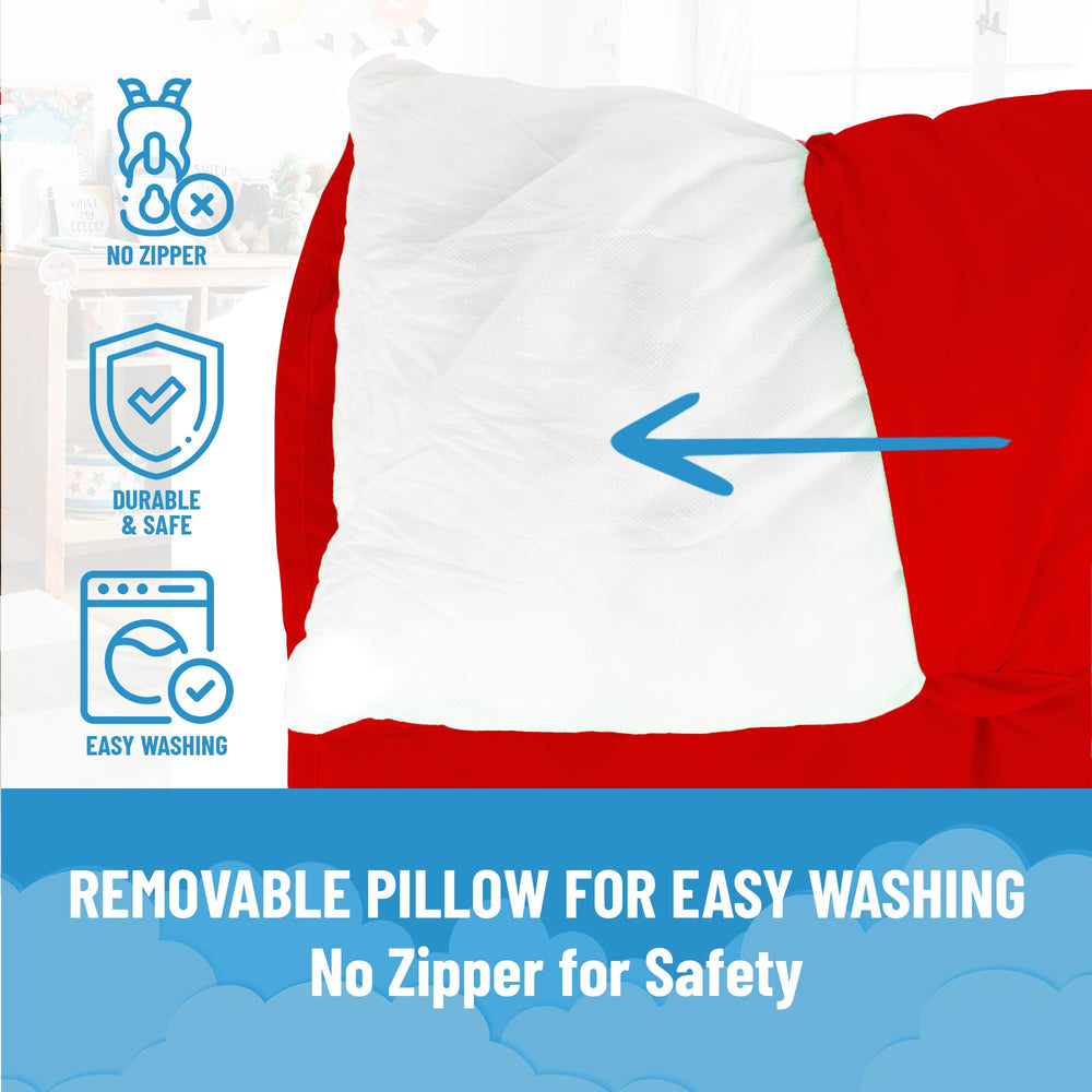 Built-in 20x9 pillow on the Spiderman nap mat offers plush support.