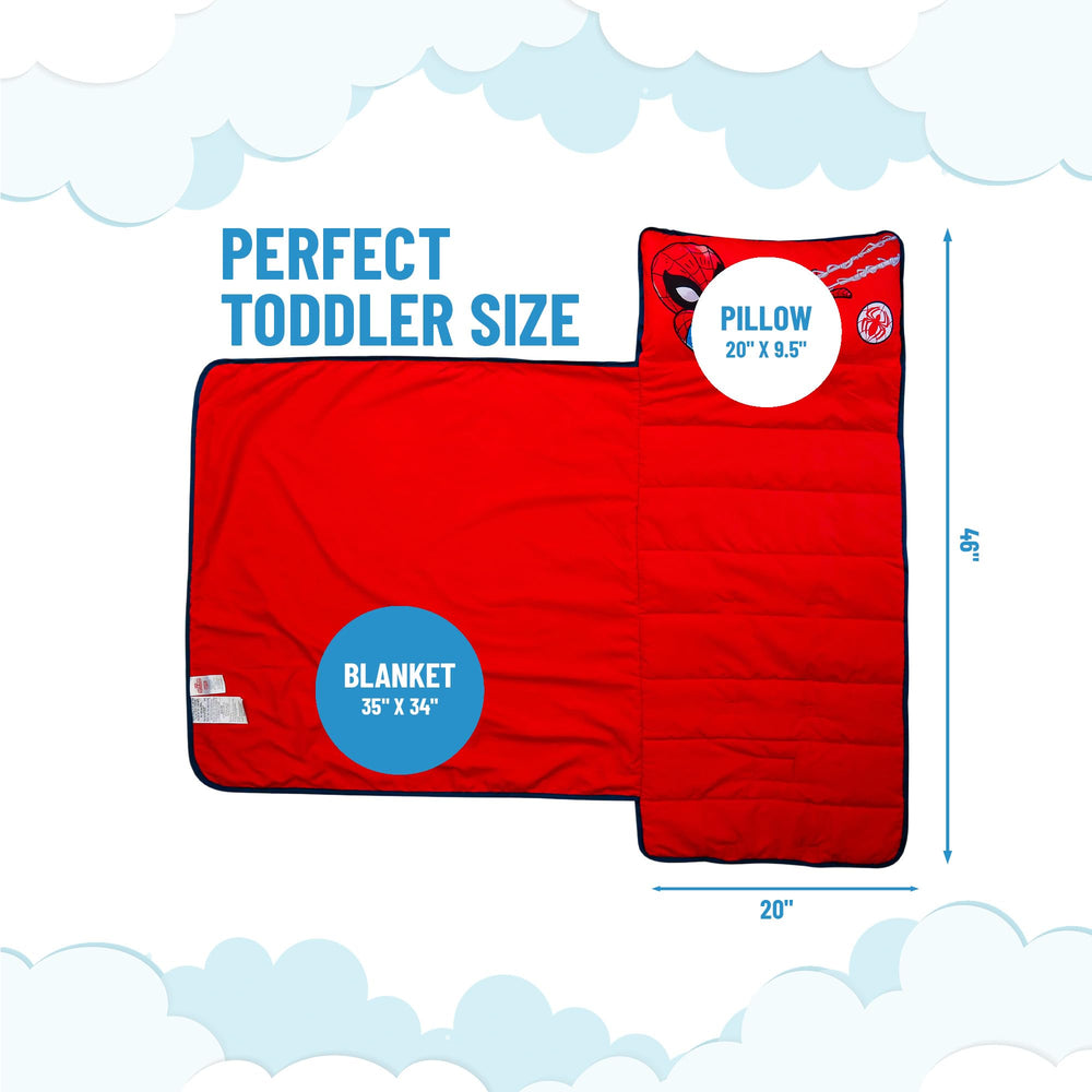 Spiderman nap mat showing blanket setup for cozy sleepovers.