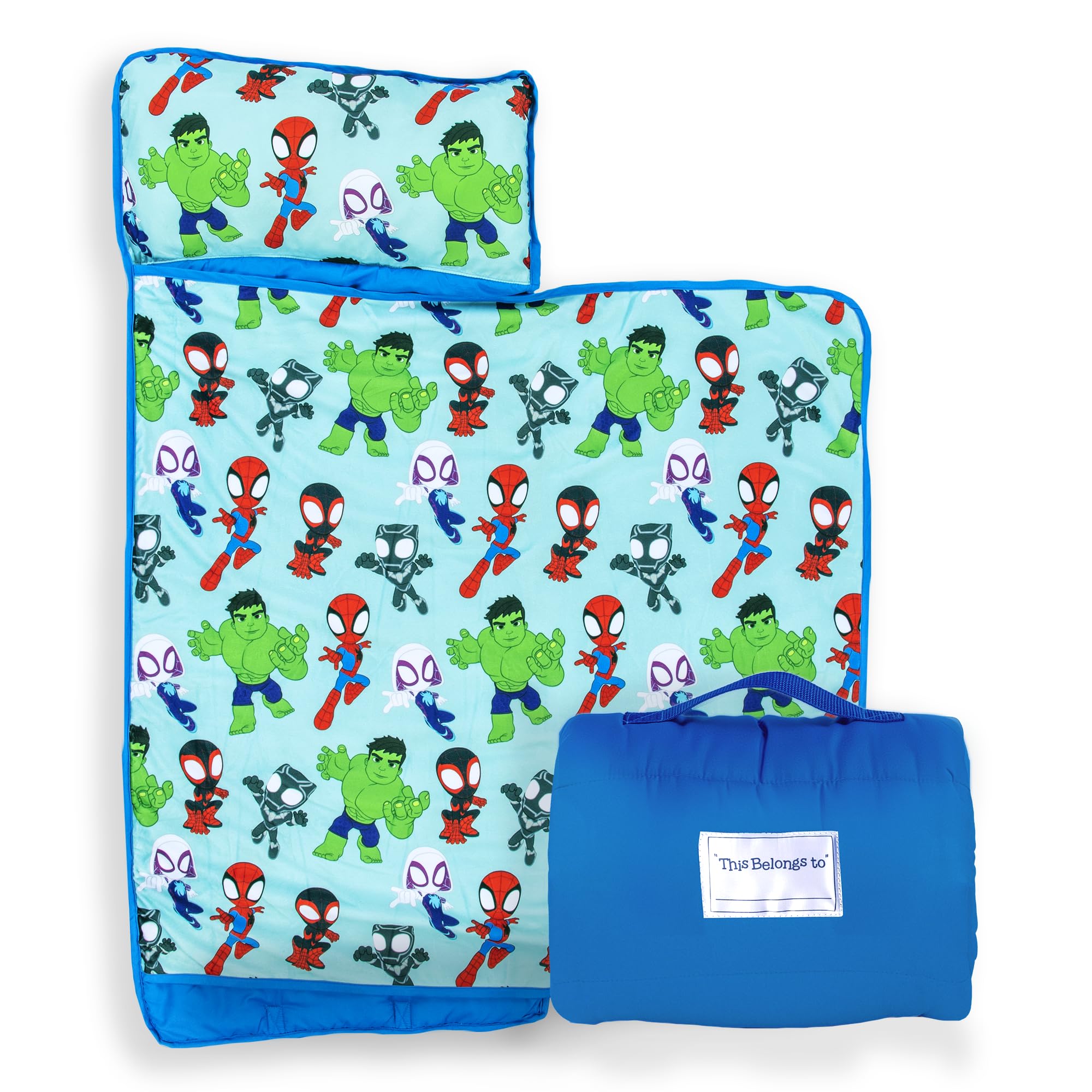 Jay Franco Spidey and Friends nap mat cover with colorful characters for cozy school naps.