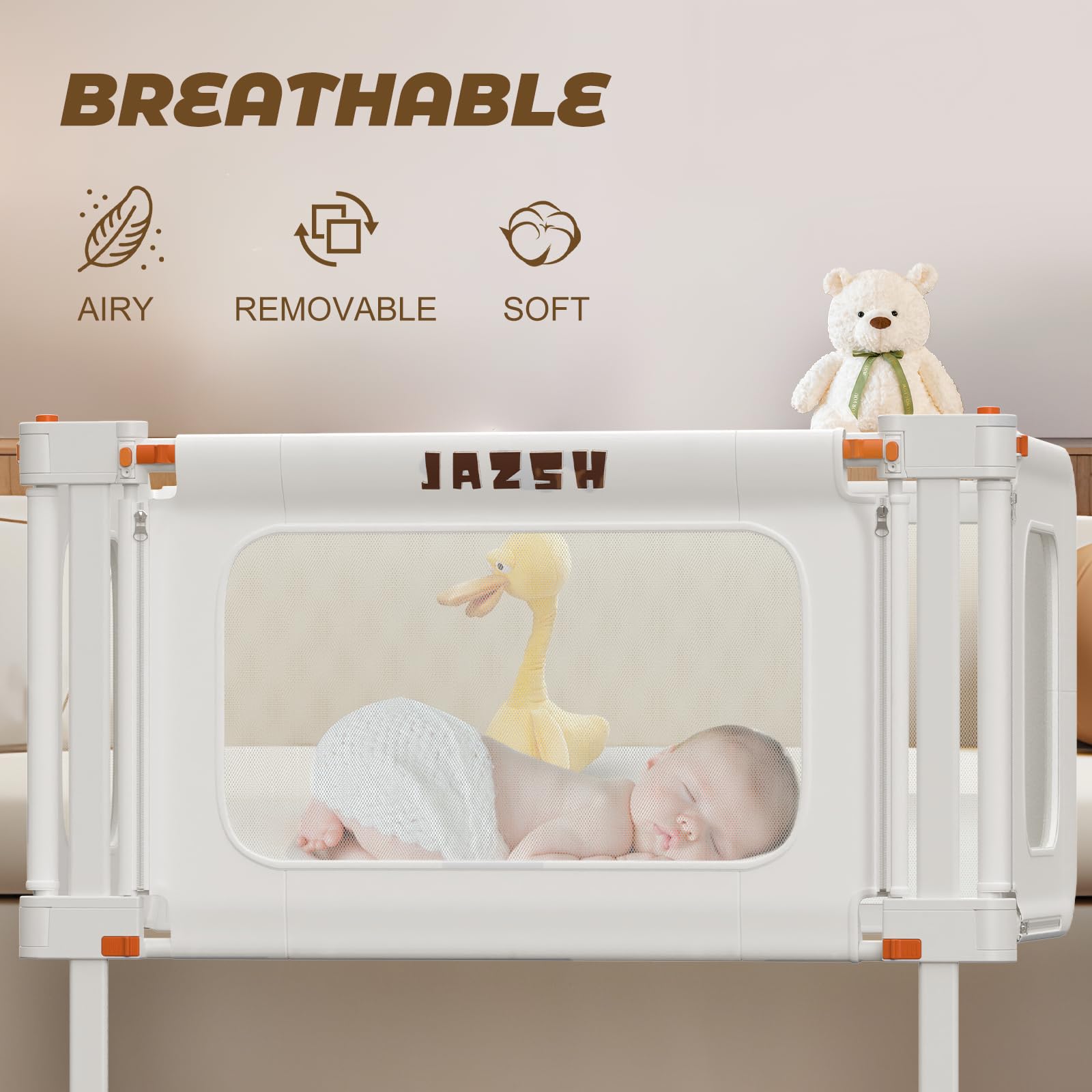 JAZSH fold-away bassinet enables easy setup and secure co-sleeping anywhere.
