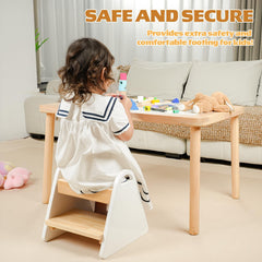 Jcmairui wooden kids stool with rounded corners promotes confident steps.