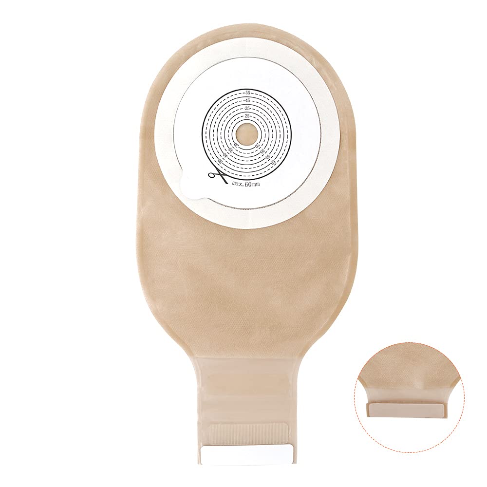 Jctracy colostomy bag side view showing discreet wear and easy handling.