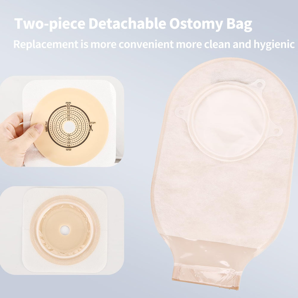 Jctracy cut-to-fit barrier with measurement chart for precise stoma sizing.
