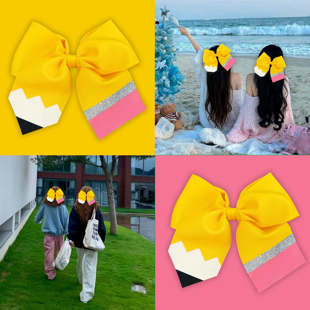 JDNBFN Yellow bow complements school-day outfits and events.