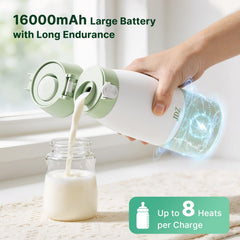 JDZ bottle warmer LED panel showing temperature and battery status