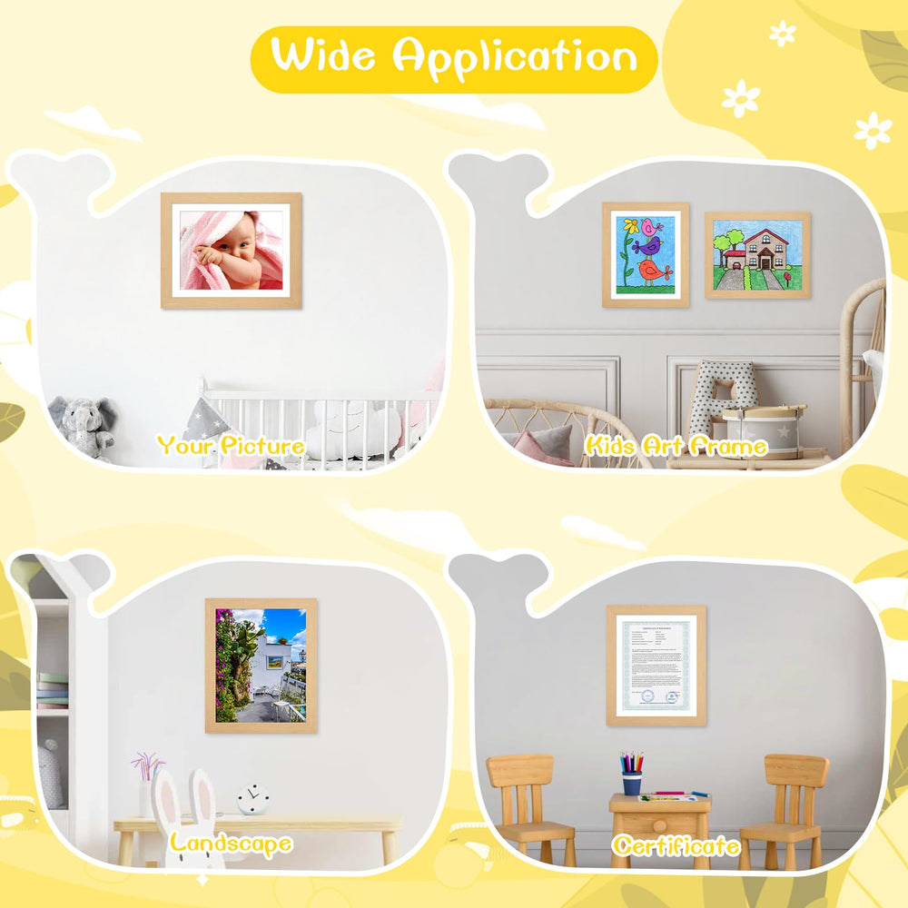 JDZIVTOP 3Pack Kids Art Frames Woodgrain versatile display for crafts and photos.