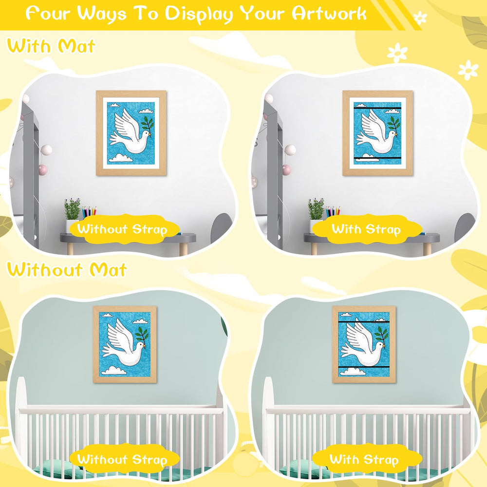JDZIVTOP 3Pack Kids Art Frames Woodgrain inside storage capacity keeps precious drawings organized.