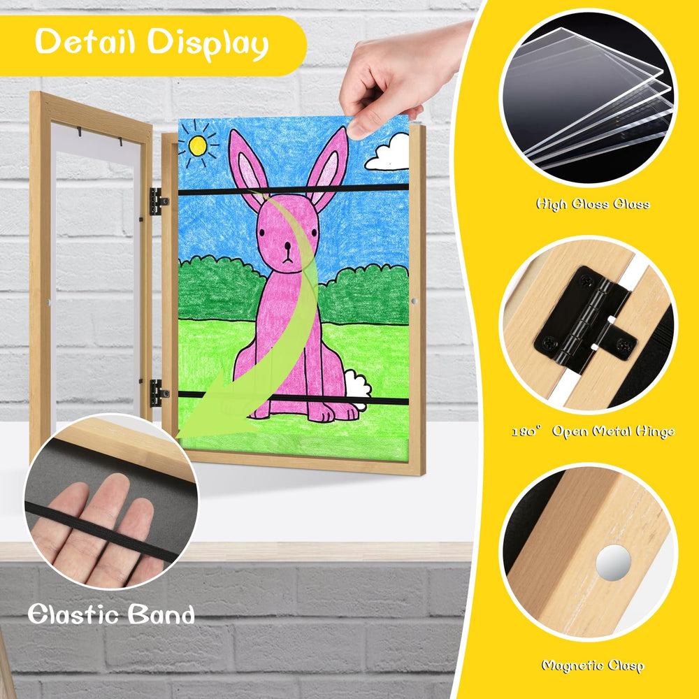 JDZIVTOP 3Pack Kids Art Frames Woodgrain mat-ready option enhances gallery-style displays.
