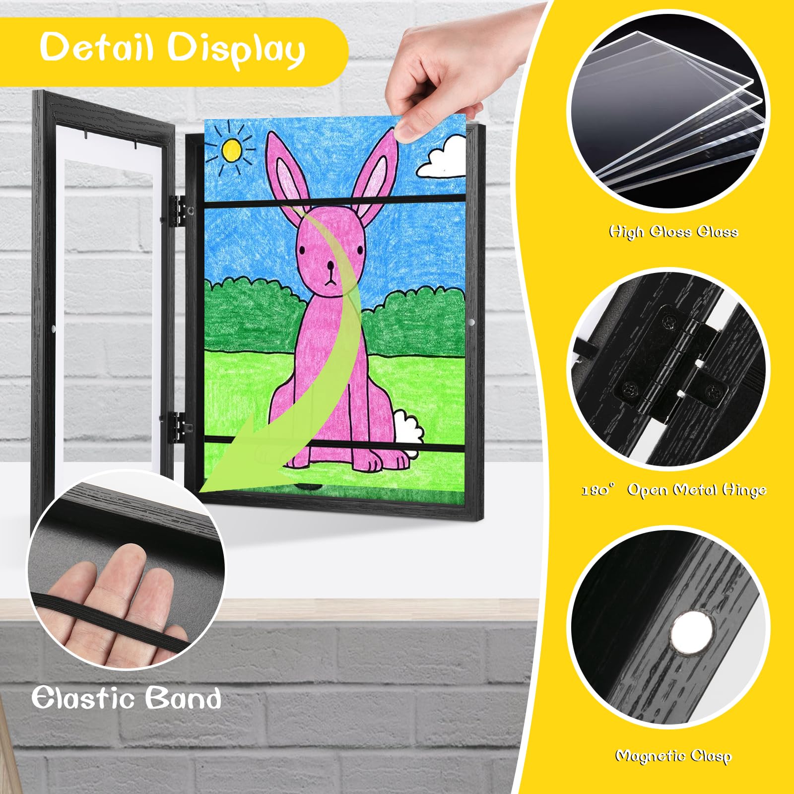 JDZIVTOP display wall setup keeps kid art organized and ready to rotate.