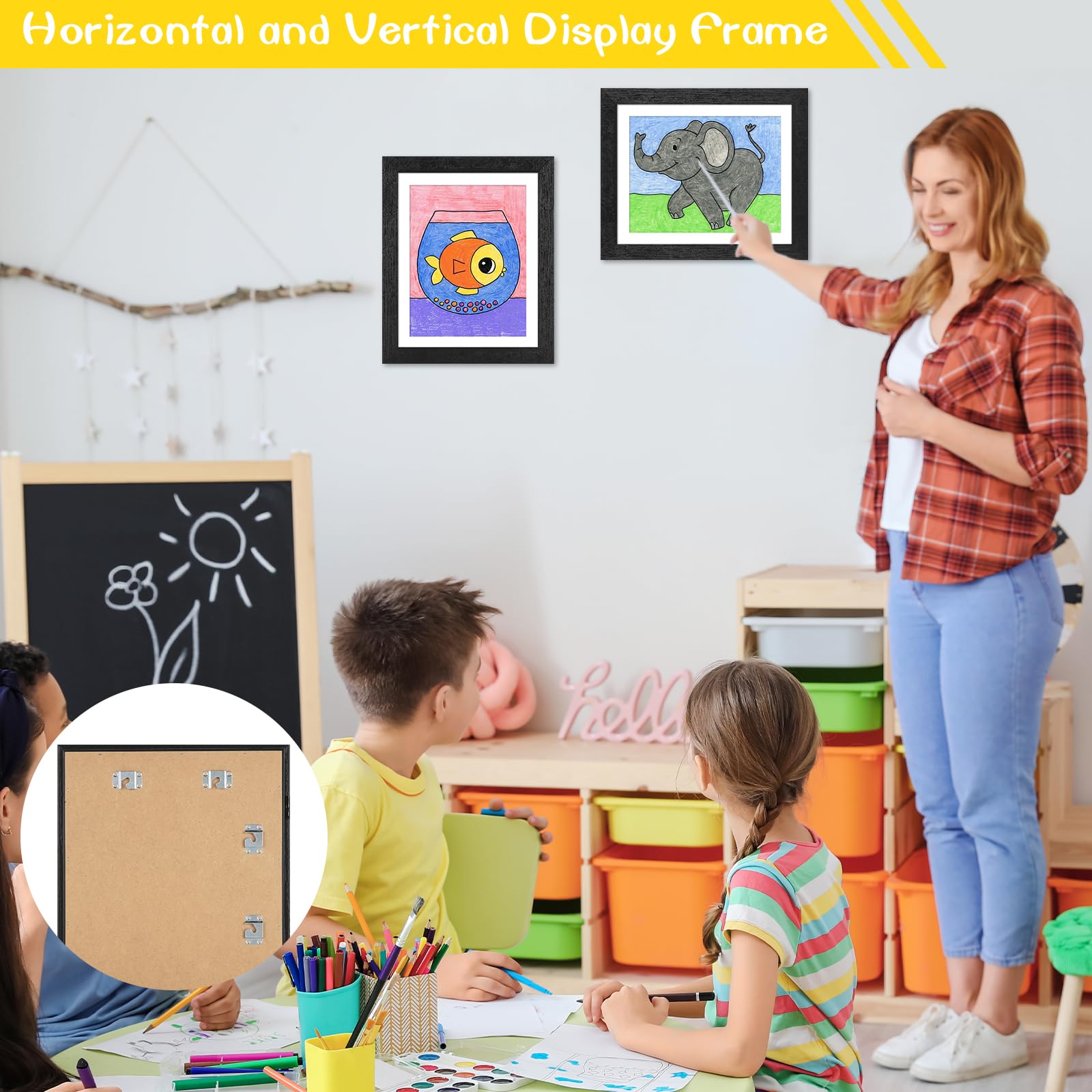 JDZIVTOP woodgrain frame with 0.78 inch depth for drawings and photos.