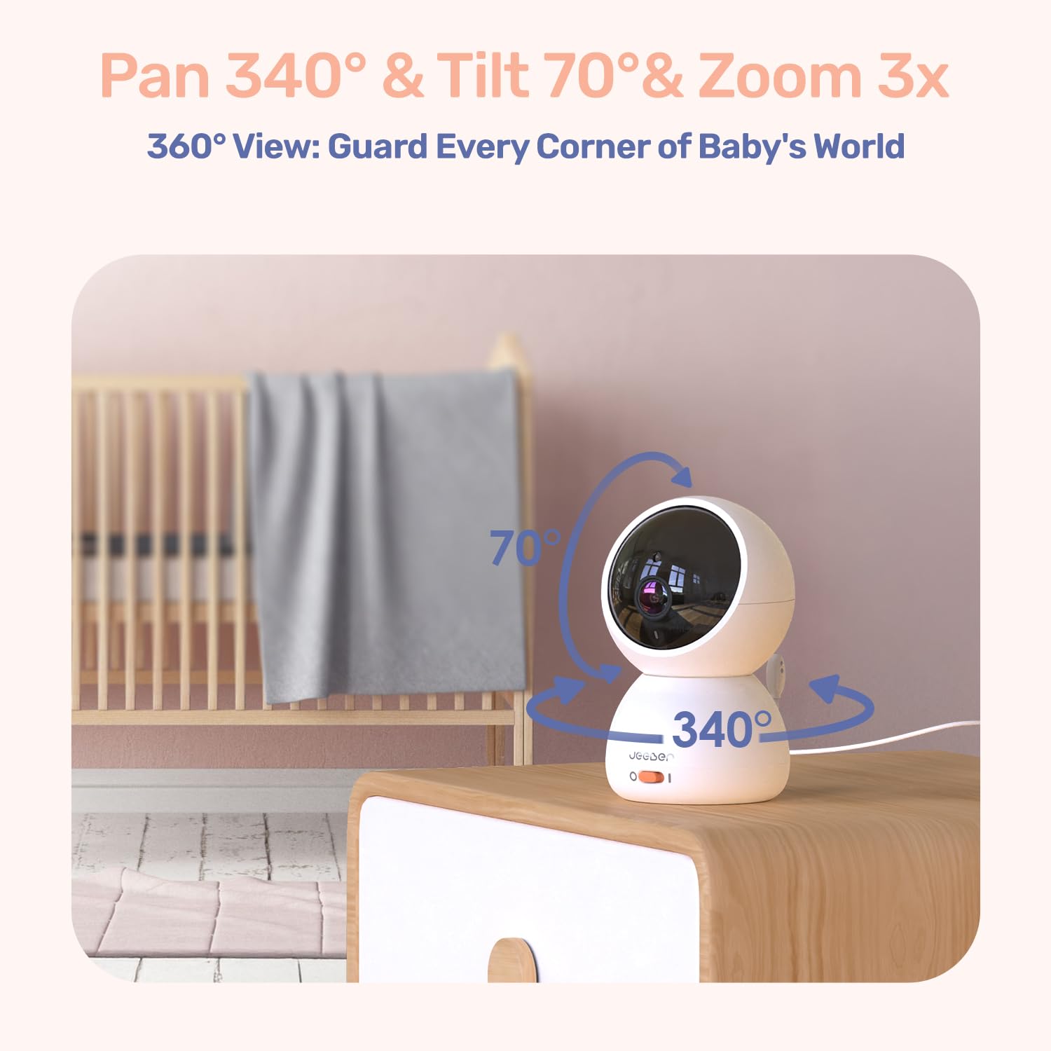 jeeber temperature sensor view highlights nursery climate monitoring for baby's comfort.