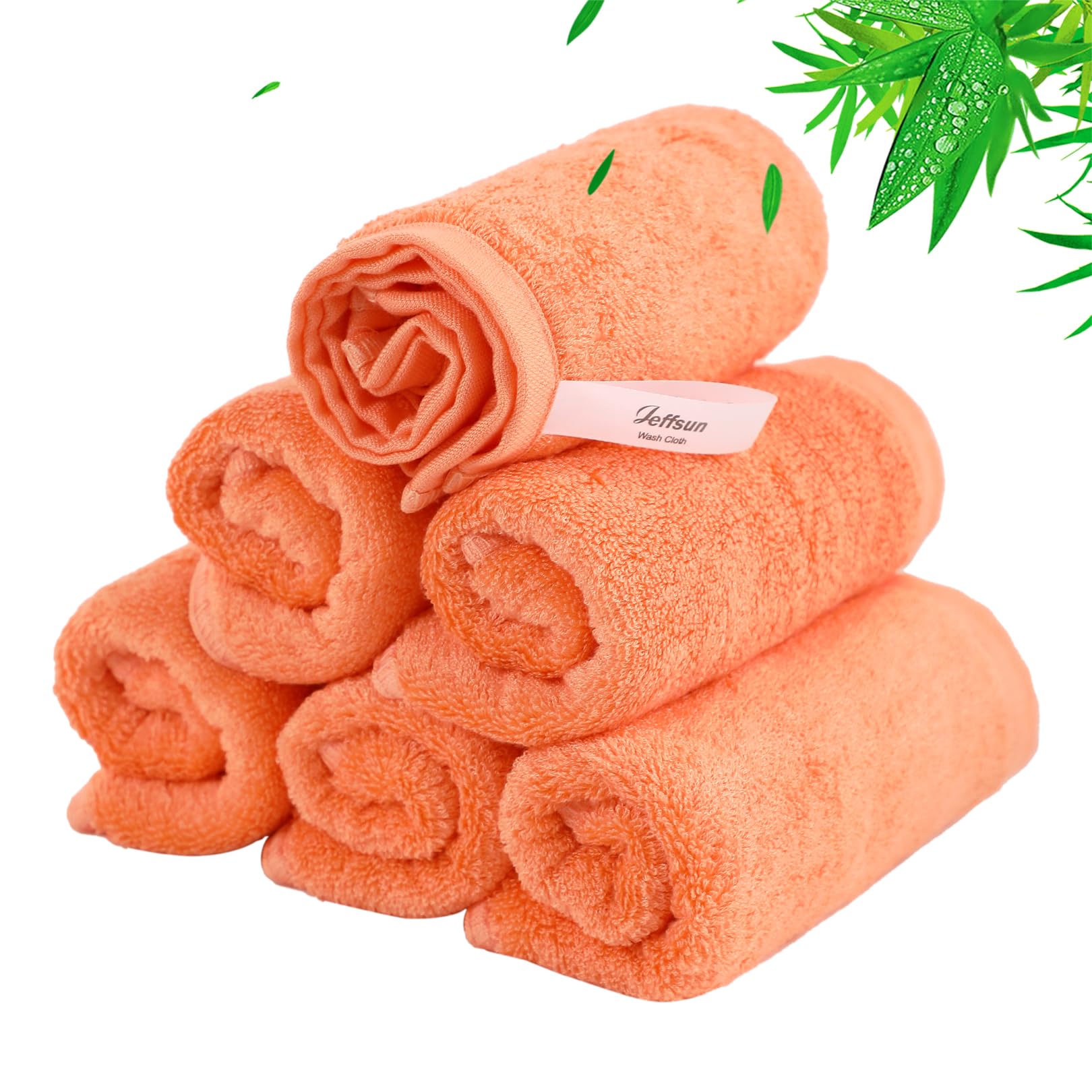 JEFFSUN baby washcloths orange 10x10 inch ultra soft for delicate skin
