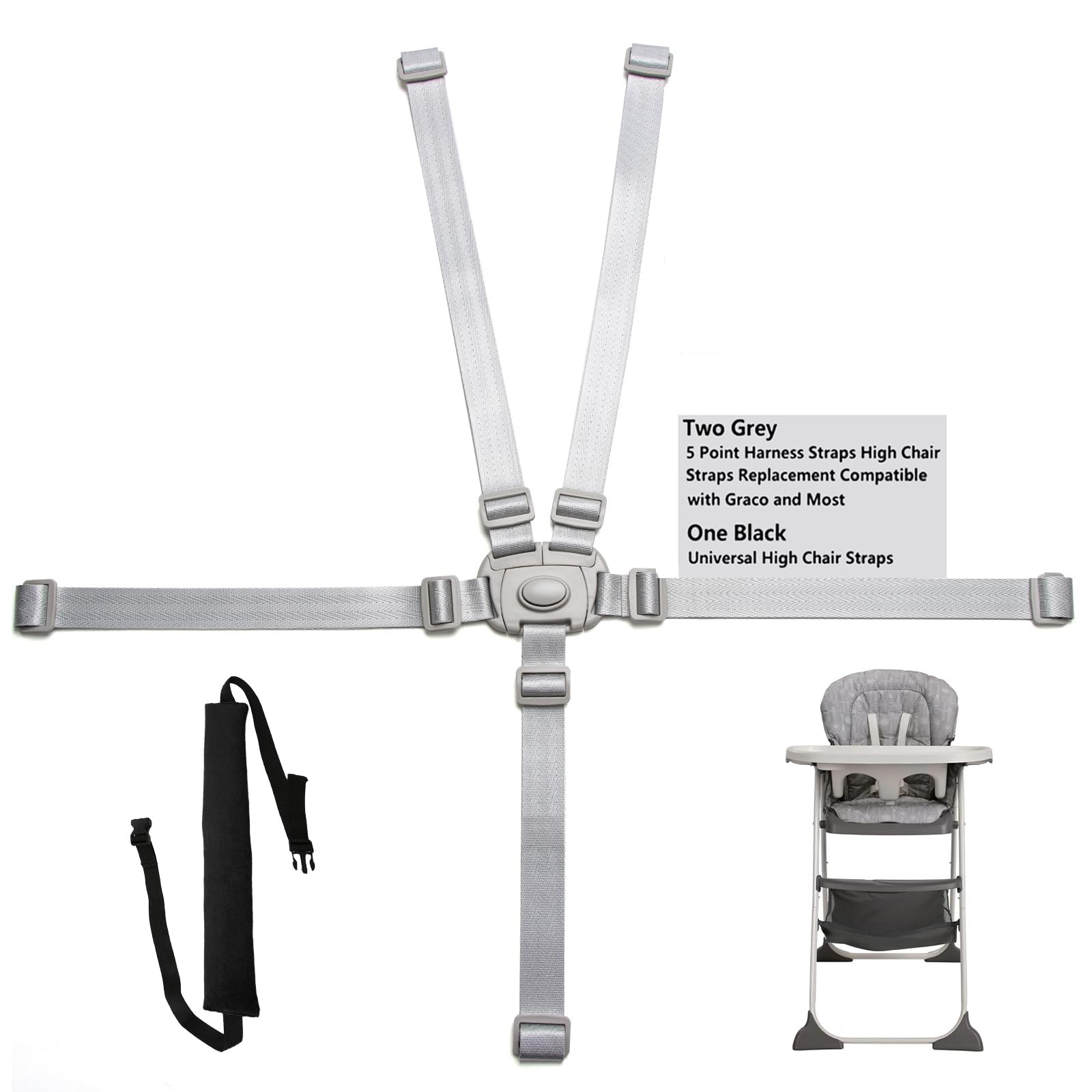 Jekarsy two-pack high chair straps buckle closeup for secure fastening.