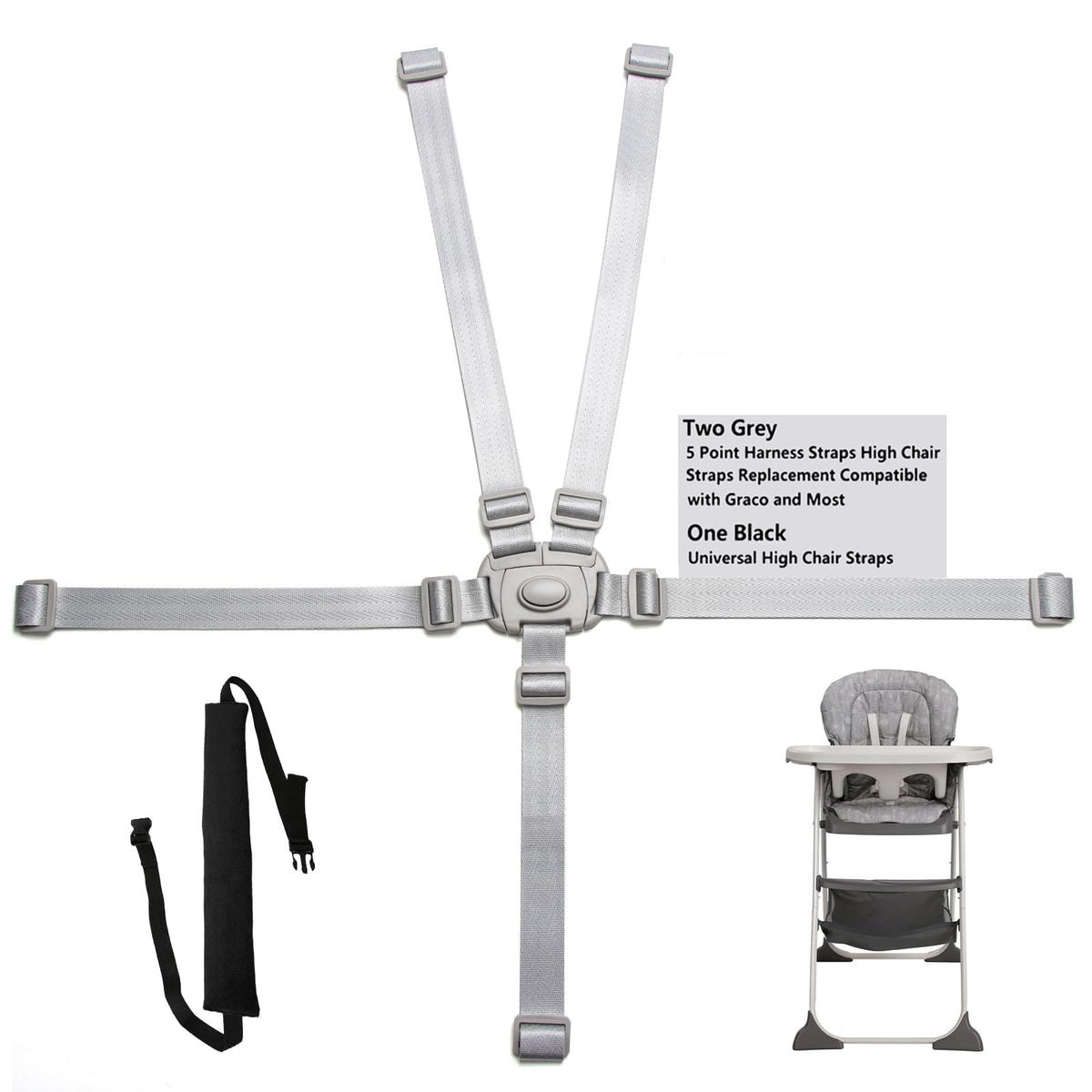 Jekarsy two-pack high chair straps buckle closeup for secure fastening.