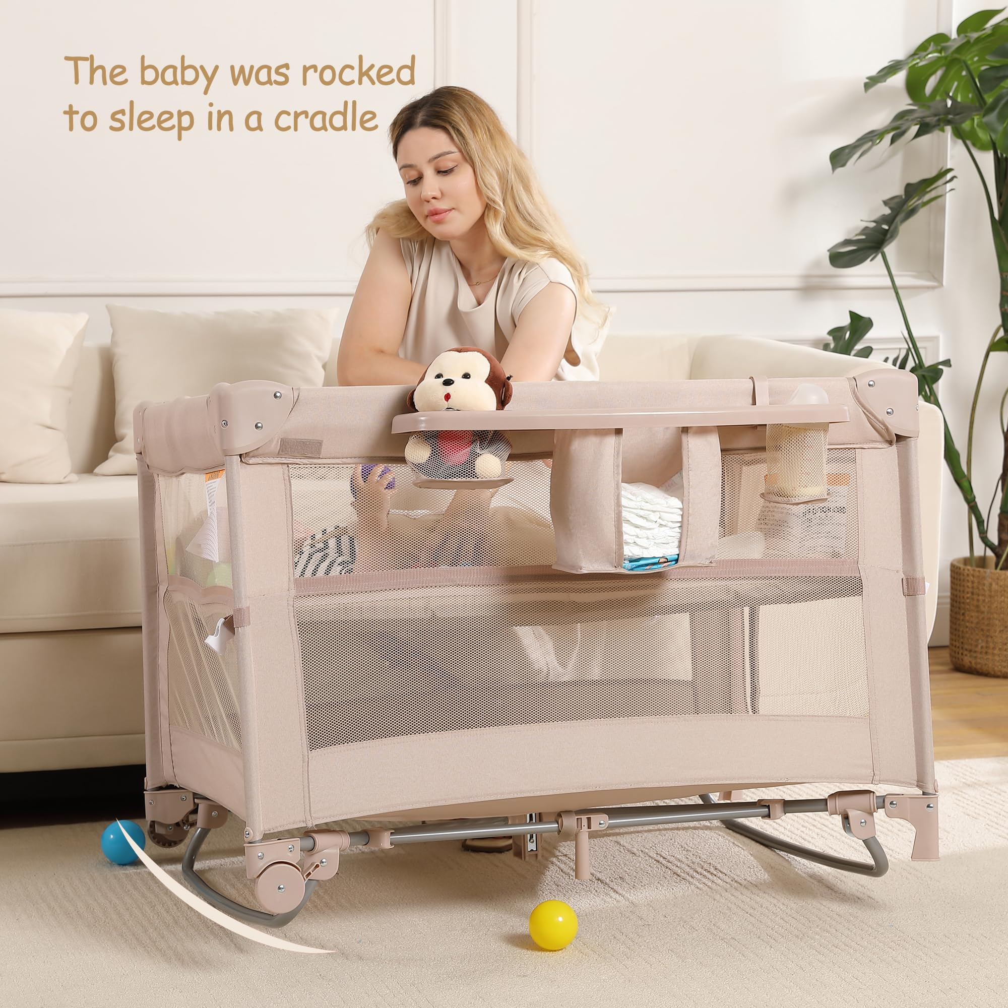 Jekeu diaper changer table keeps essentials within reach during diaper changes.