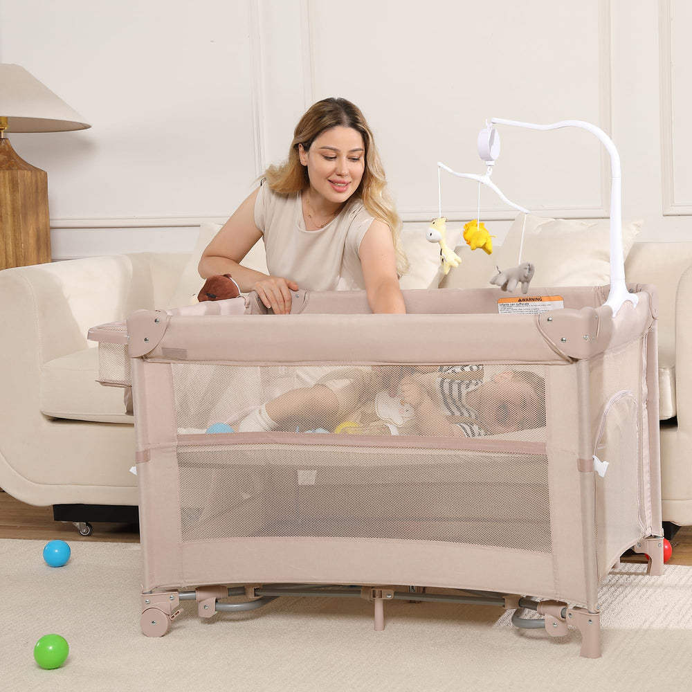 Jekeu rock-a-bye bassinet converts to a standalone rocker for soothing naps.