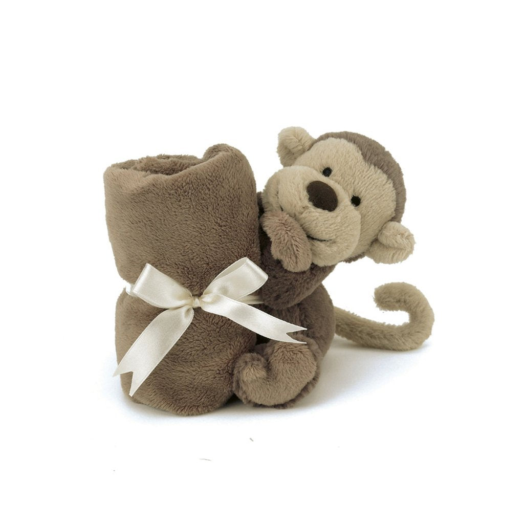 Jellycat Bashful Monkey Soother full view ideal for bedtime.