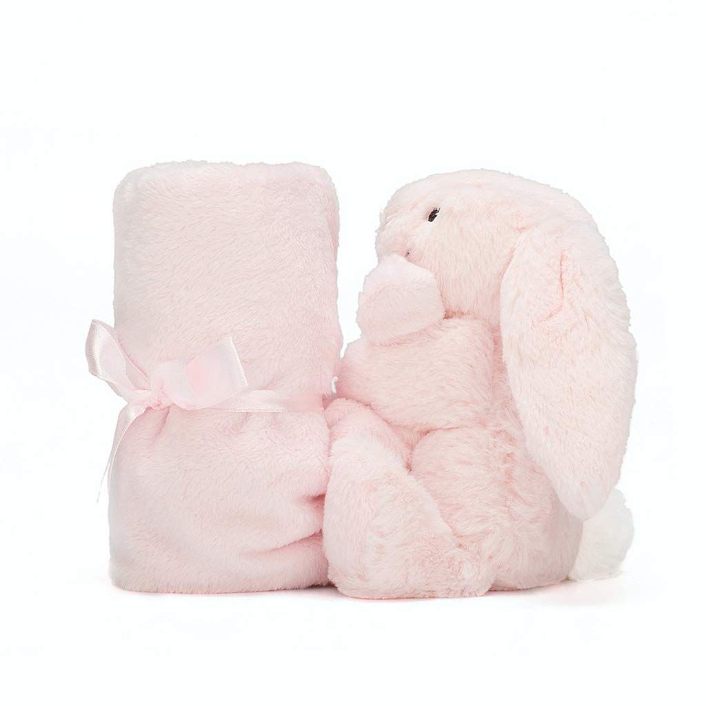 Jellycat Bashful Pink Bunny Soother folded ears, easy to cradle and hold