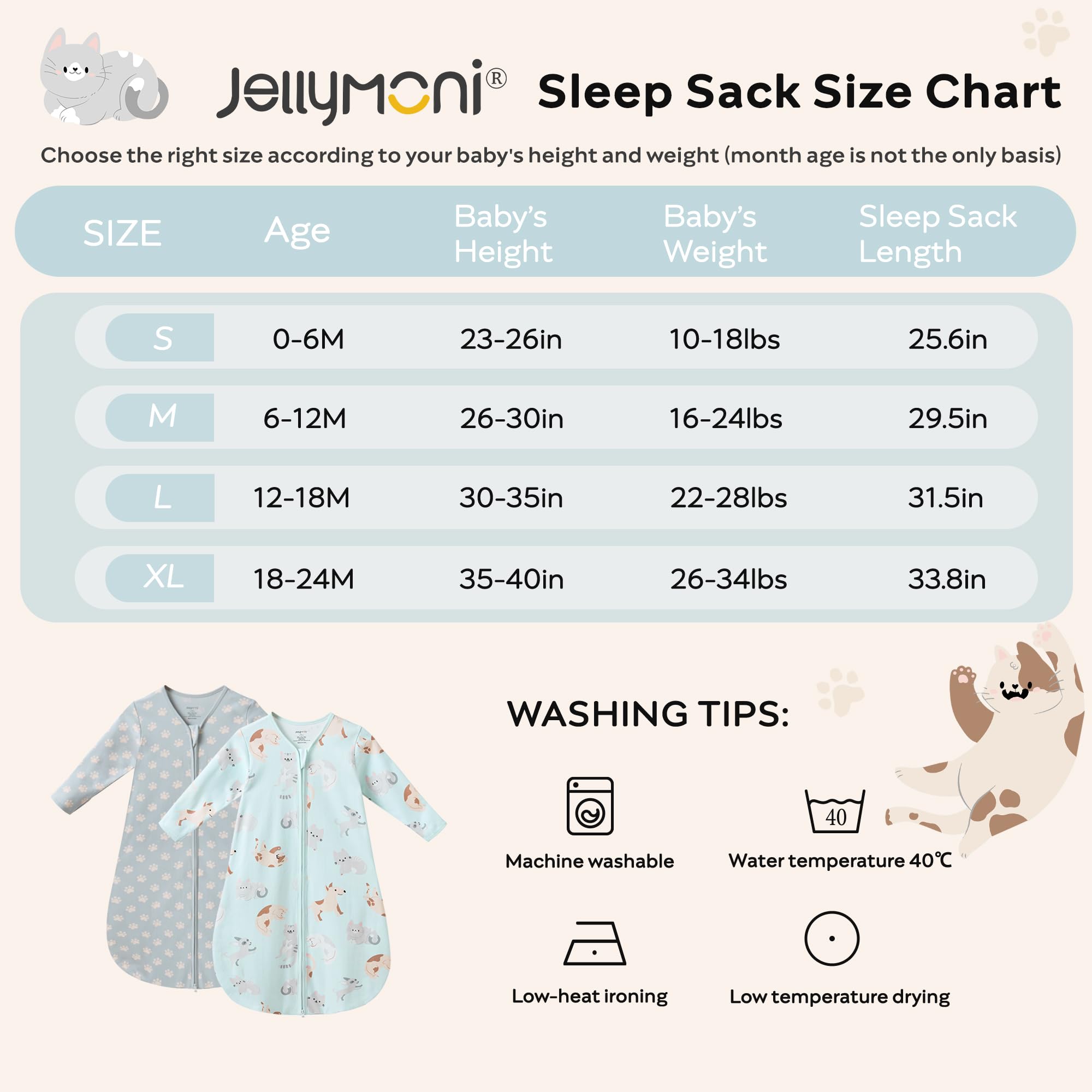 JELLYMONI sleep sack 100% cotton is soft and breathable