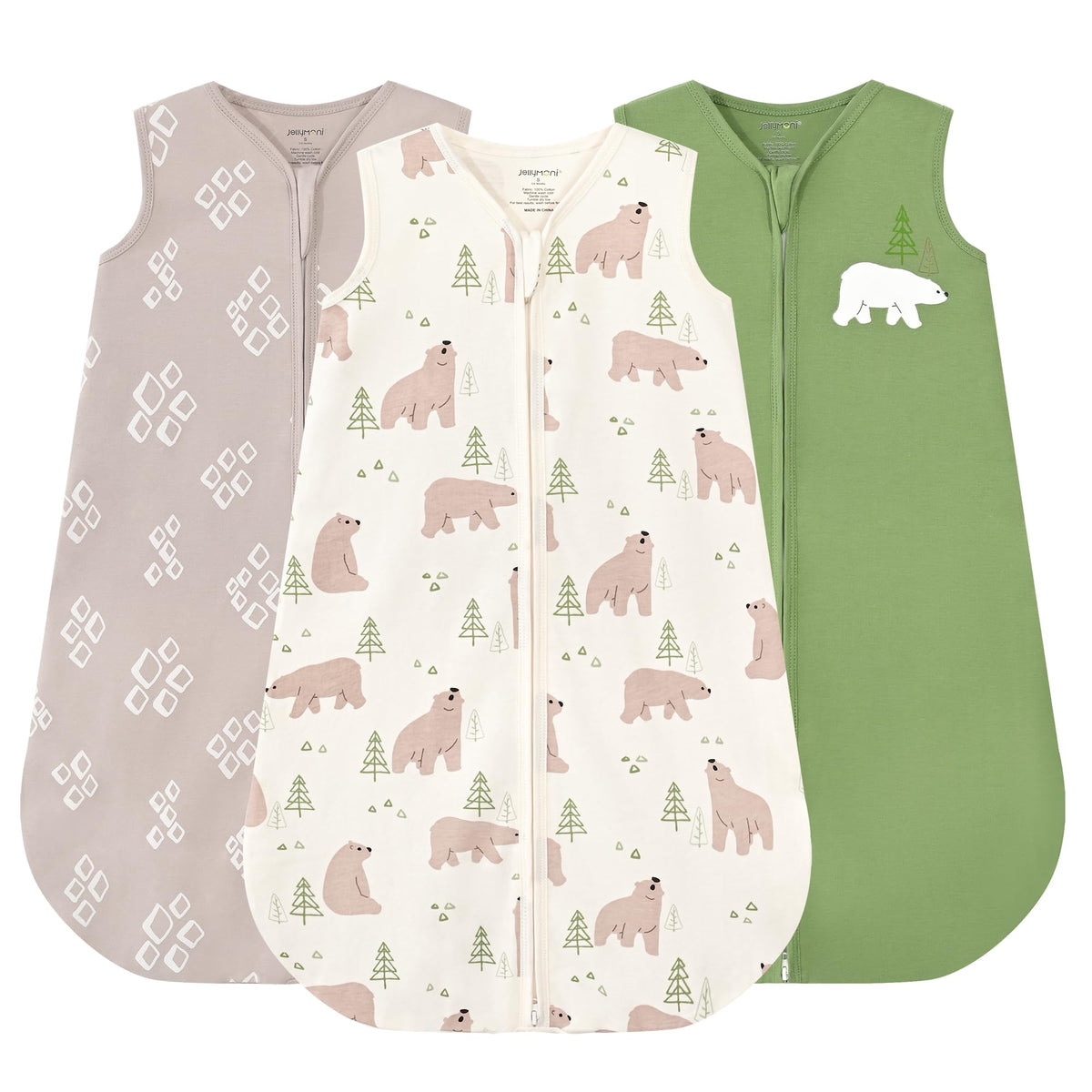 JELLYMONI baby sleep sack 18-24M front view promotes snug breathable comfort for safe overnight warmth.