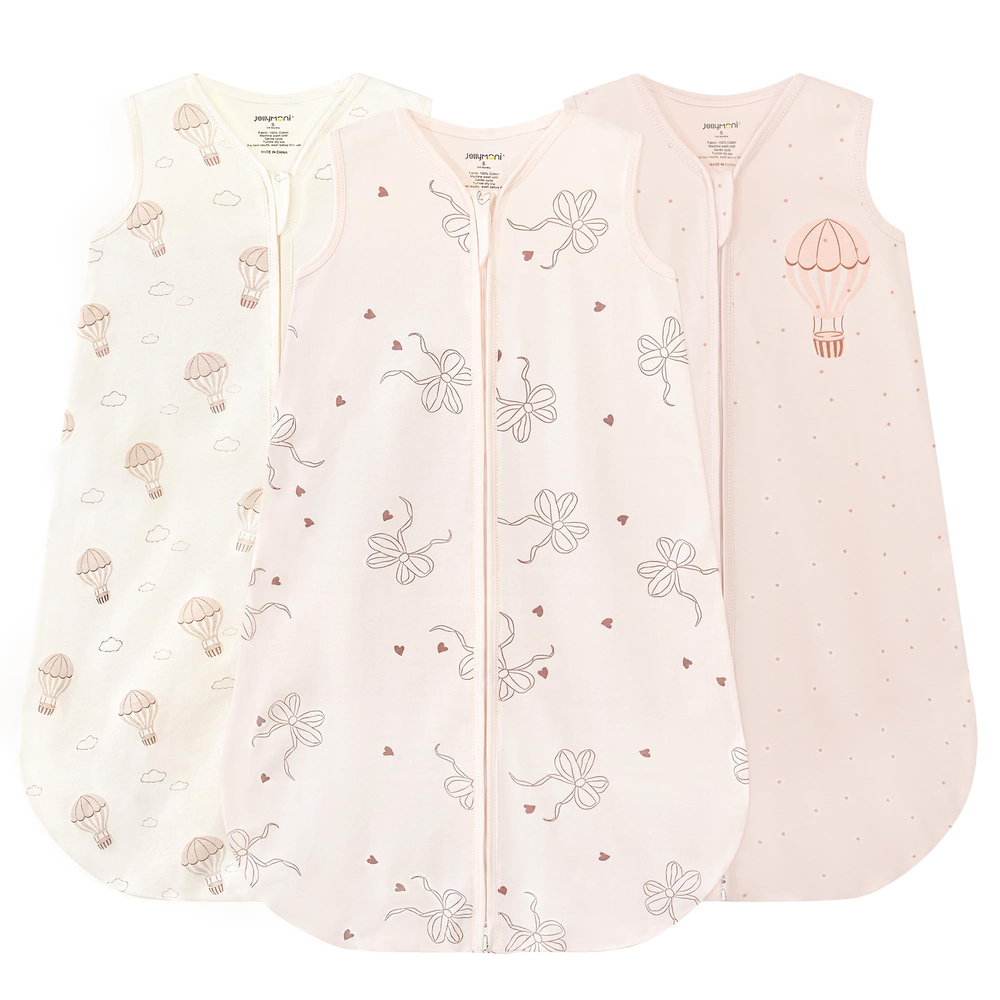 JELLYMONI 3-pack sleep sacks in 0.5 TOG for breathable comfort