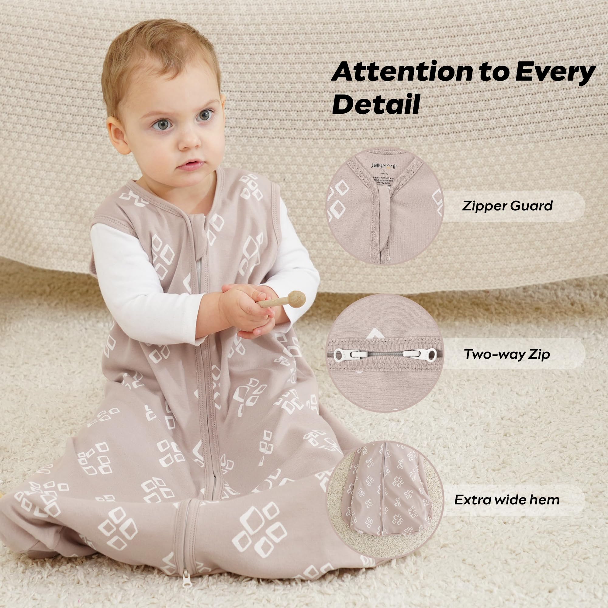 JELLYMONI sleep sack for 6-12 months with roomier hips