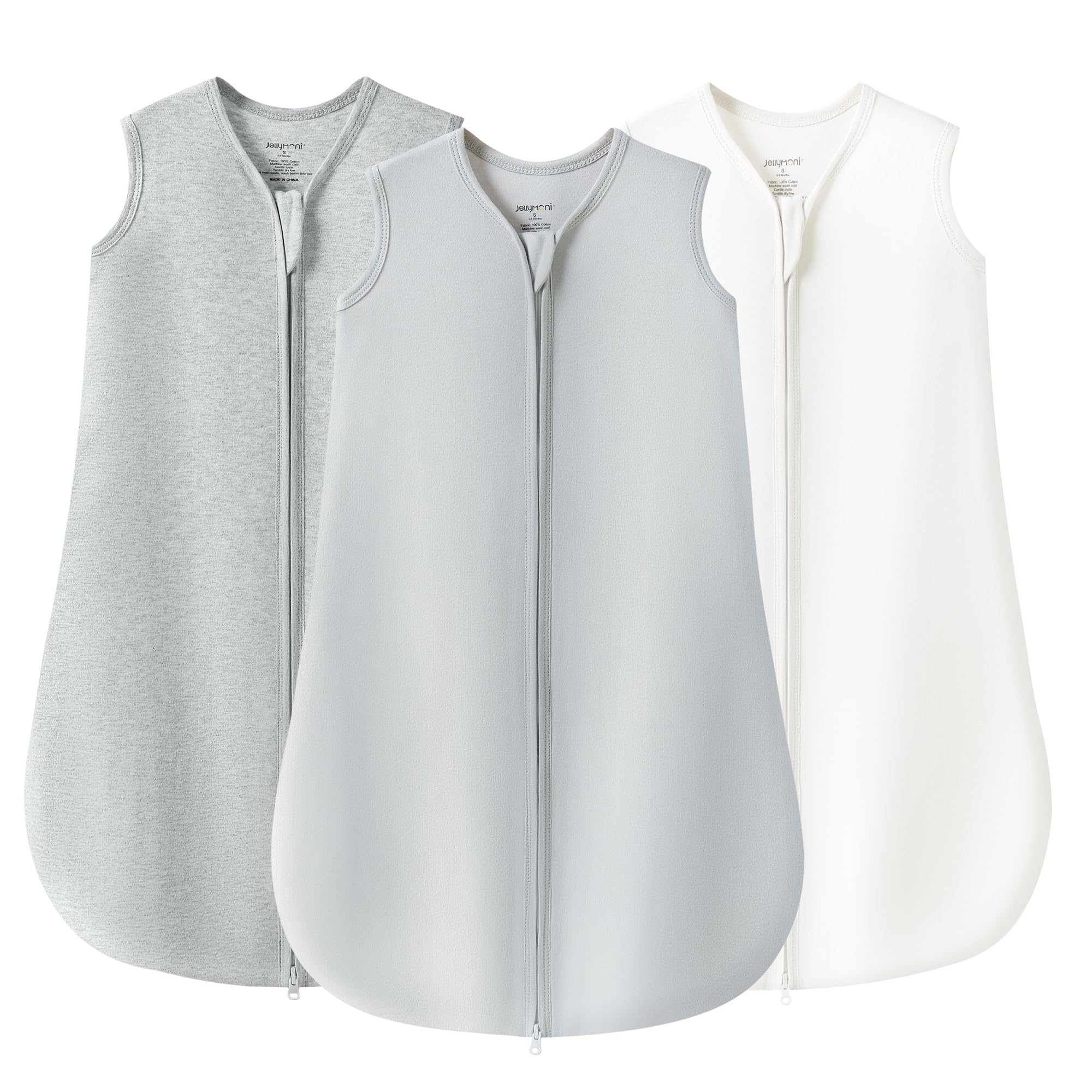 Jellymoni baby sleep sack front view with soft organic cotton for cozy sleep.