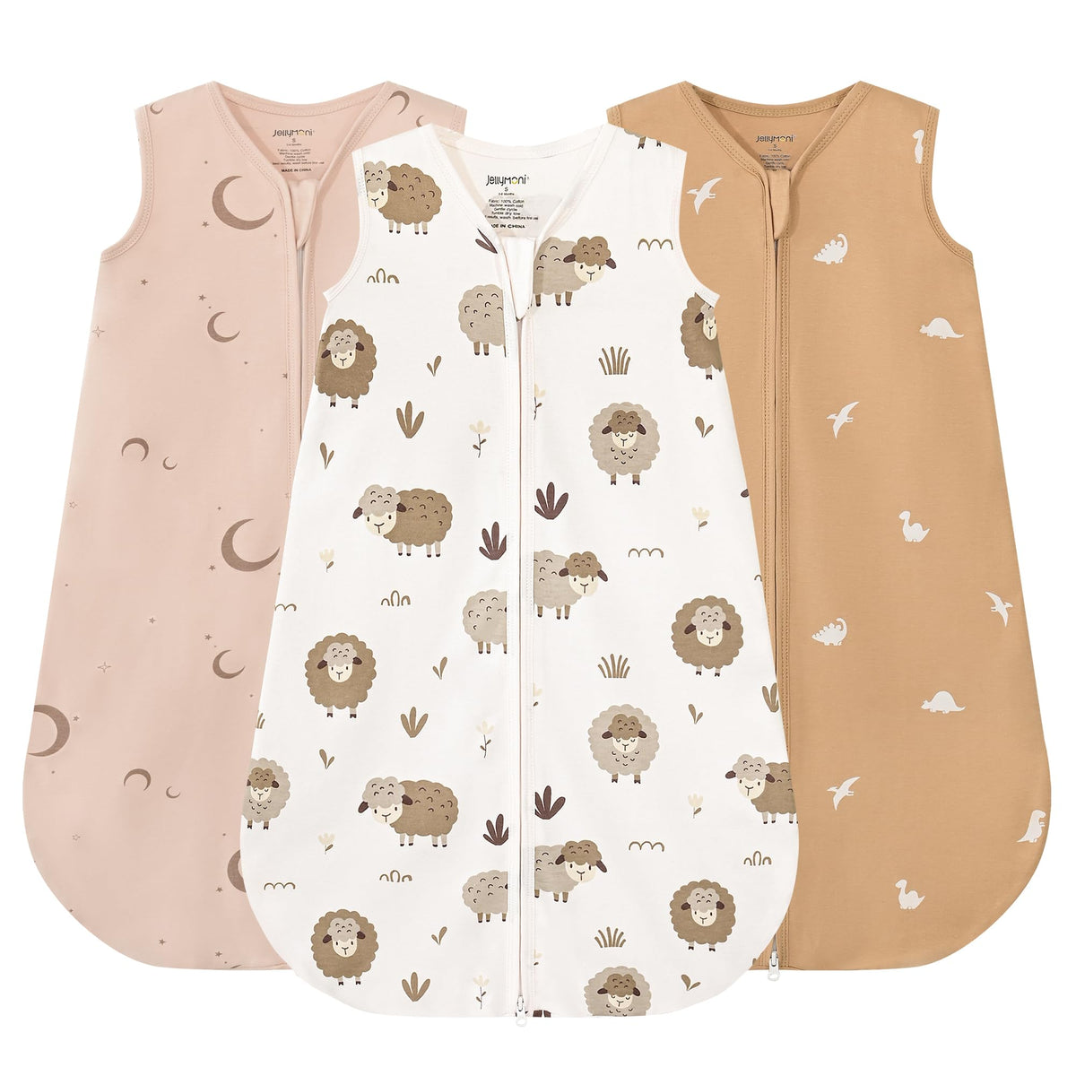 Jellymoni baby sleep sack in soft knitted cotton for breathable comfort.