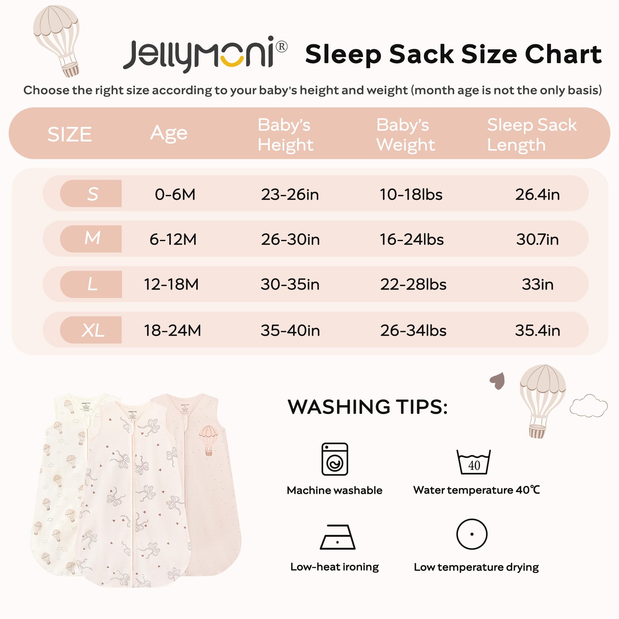 JELLYMONI machine washable sleep sack simplifies care