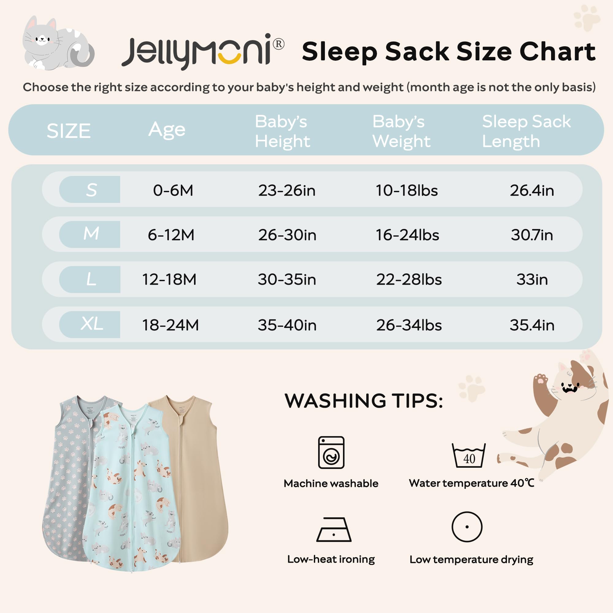 JELLYMONI machine-washable cotton stays soft after cold wash and low heat dry.
