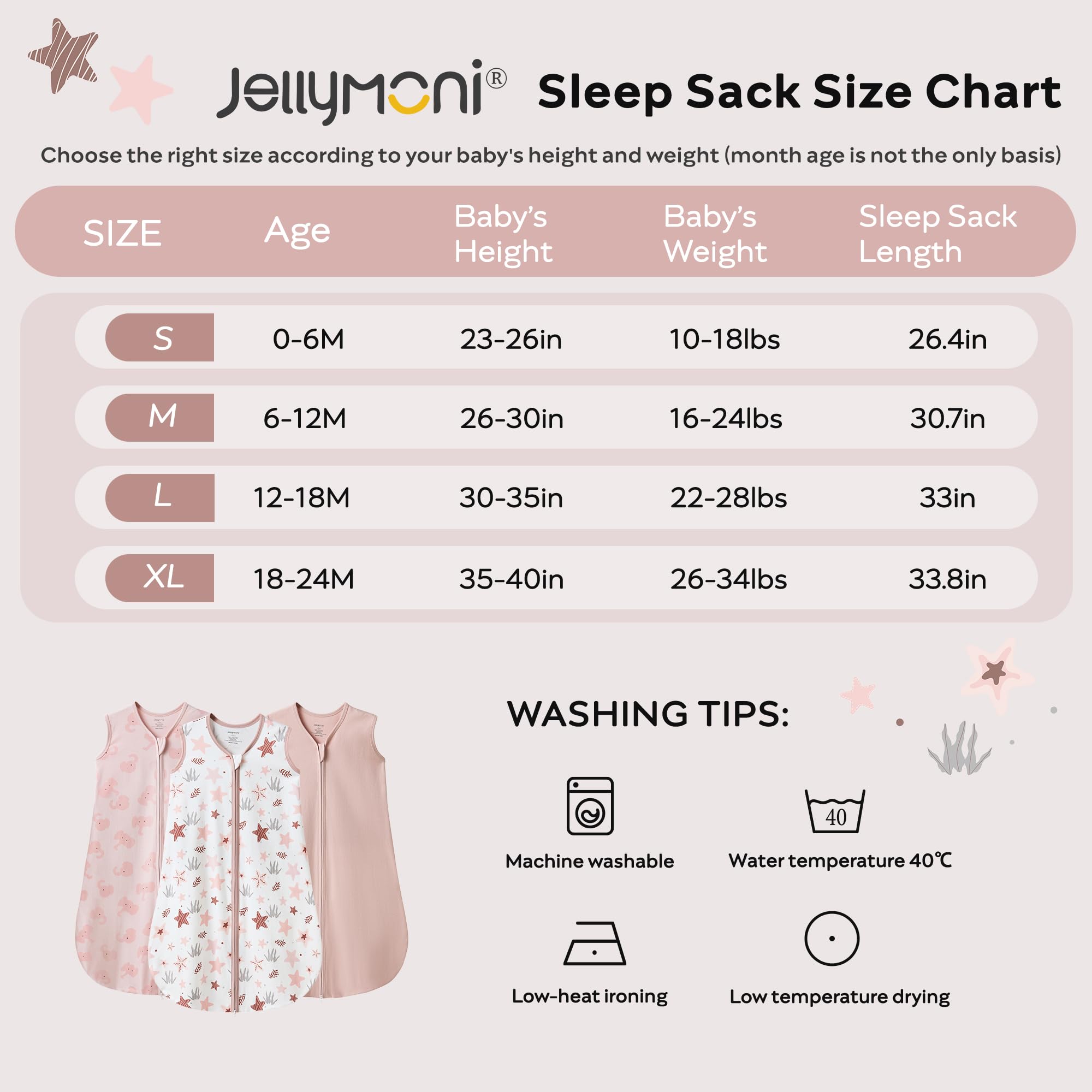 Jellymoni baby sleeping sack in a cozy nursery scene.